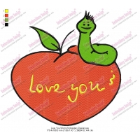 Love You Worm Embroidery Design